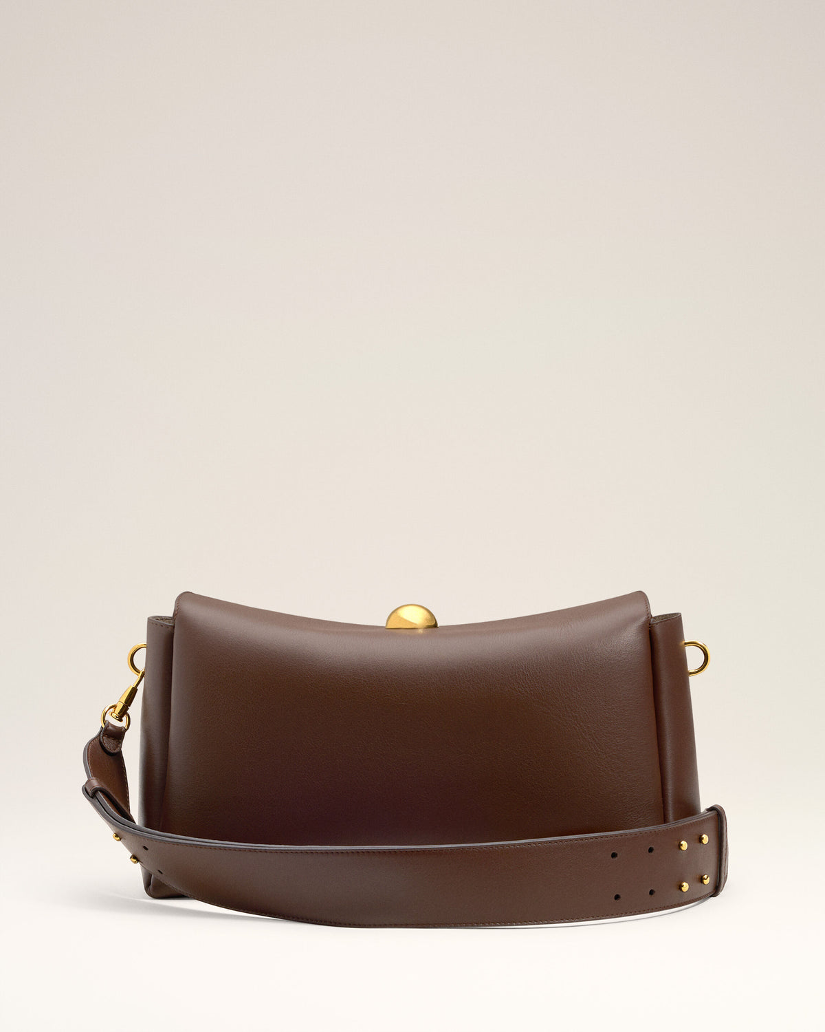 Bolso mediano Carrousel de piel lisa marrón - 12