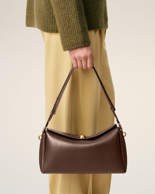 Brown Smooth Leather Carrousel Medium Bag - 2 - Ami Paris