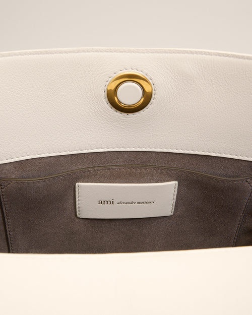 Sac Carrousel Moyen Blanc en Cuir De Veau - Femme - 14 - AMI Paris - Ami Paris
