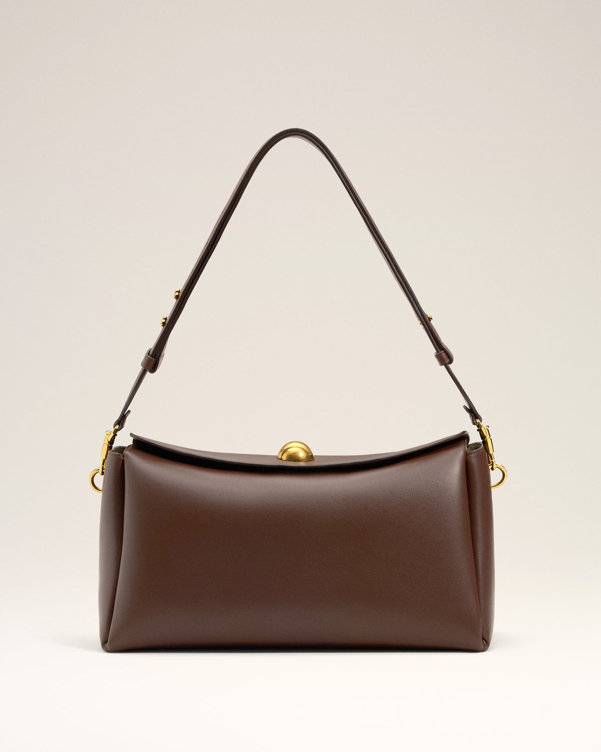 Bolso mediano Carrousel de piel lisa marrón - 1