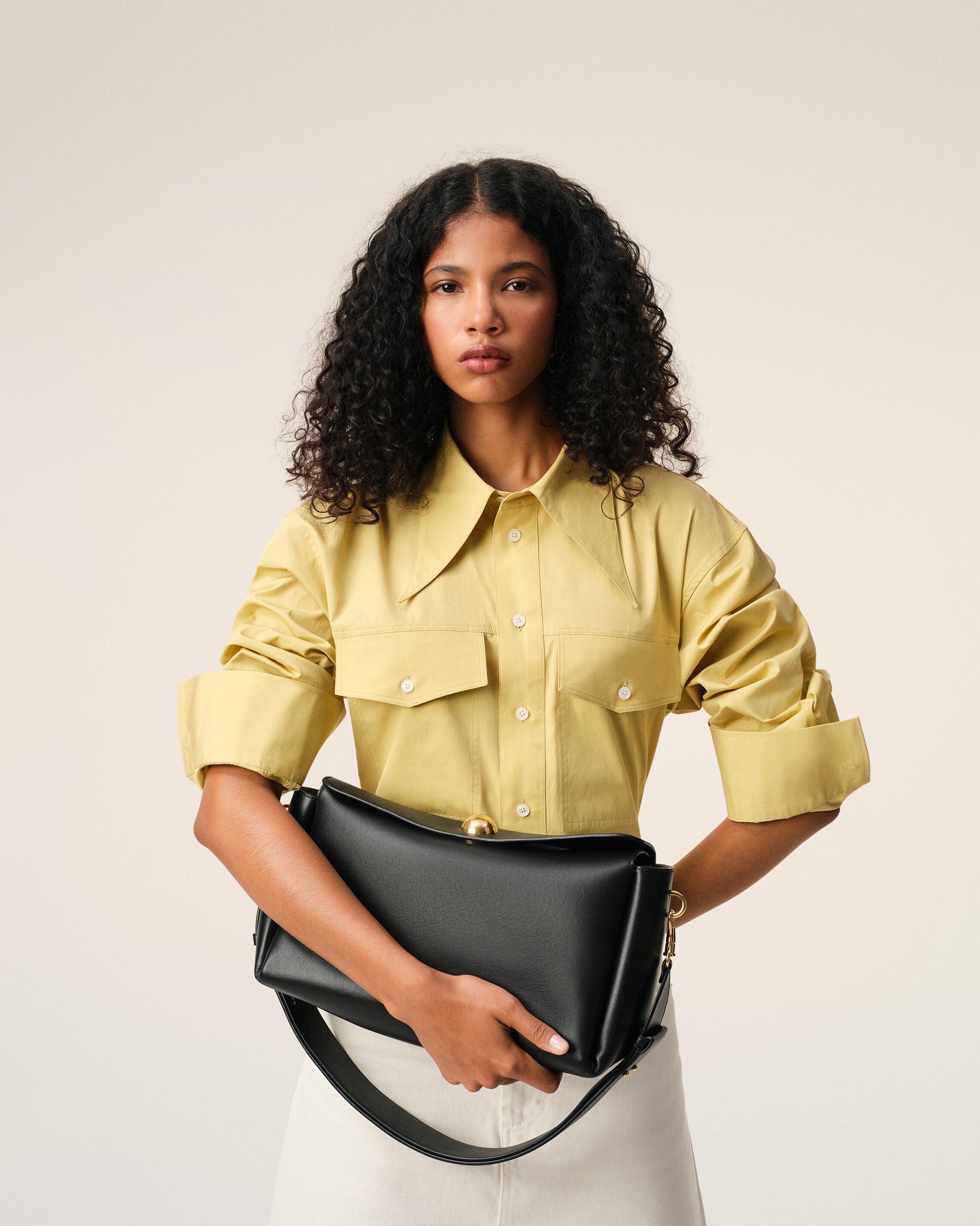 Sac Carrousel Moyen Noir en Cuir De Veau - 9