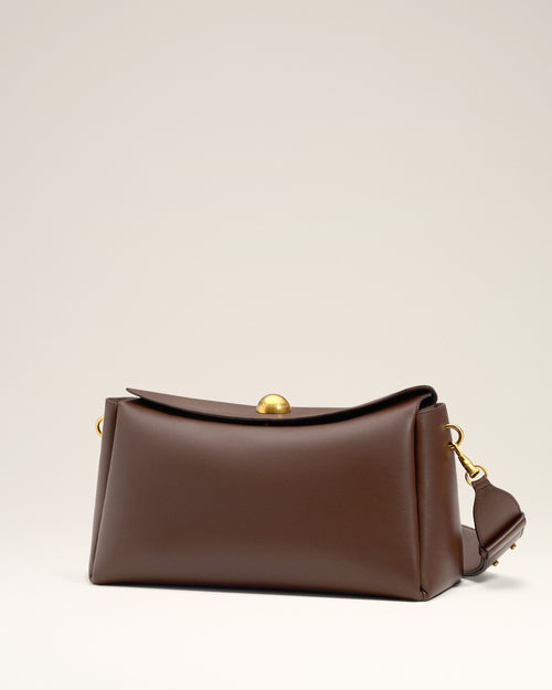 Bolso mediano Carrousel de piel lisa marrón - Mujer - 11 - AMI Paris - Ami Paris