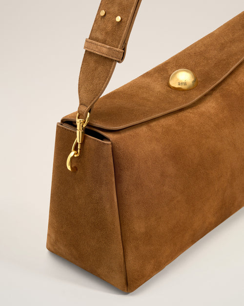 Brown Suede Leather Carrousel Medium Bag - 13 - Ami Paris