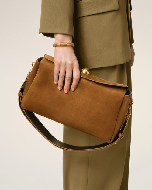 Brown Suede Leather Carrousel Medium Bag - Woman - 9 - AMI Paris - Ami Paris