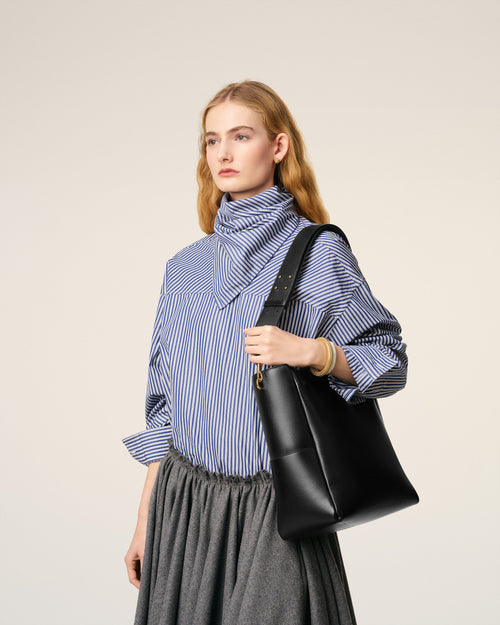 Black Smooth Leather Carrousel Bucket Bag - 4 - Ami Paris