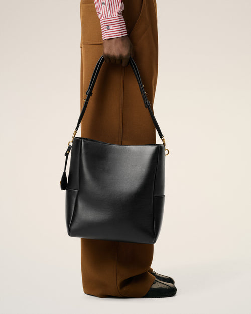 Black Smooth Leather Carrousel Bucket Bag - 2 - Ami Paris