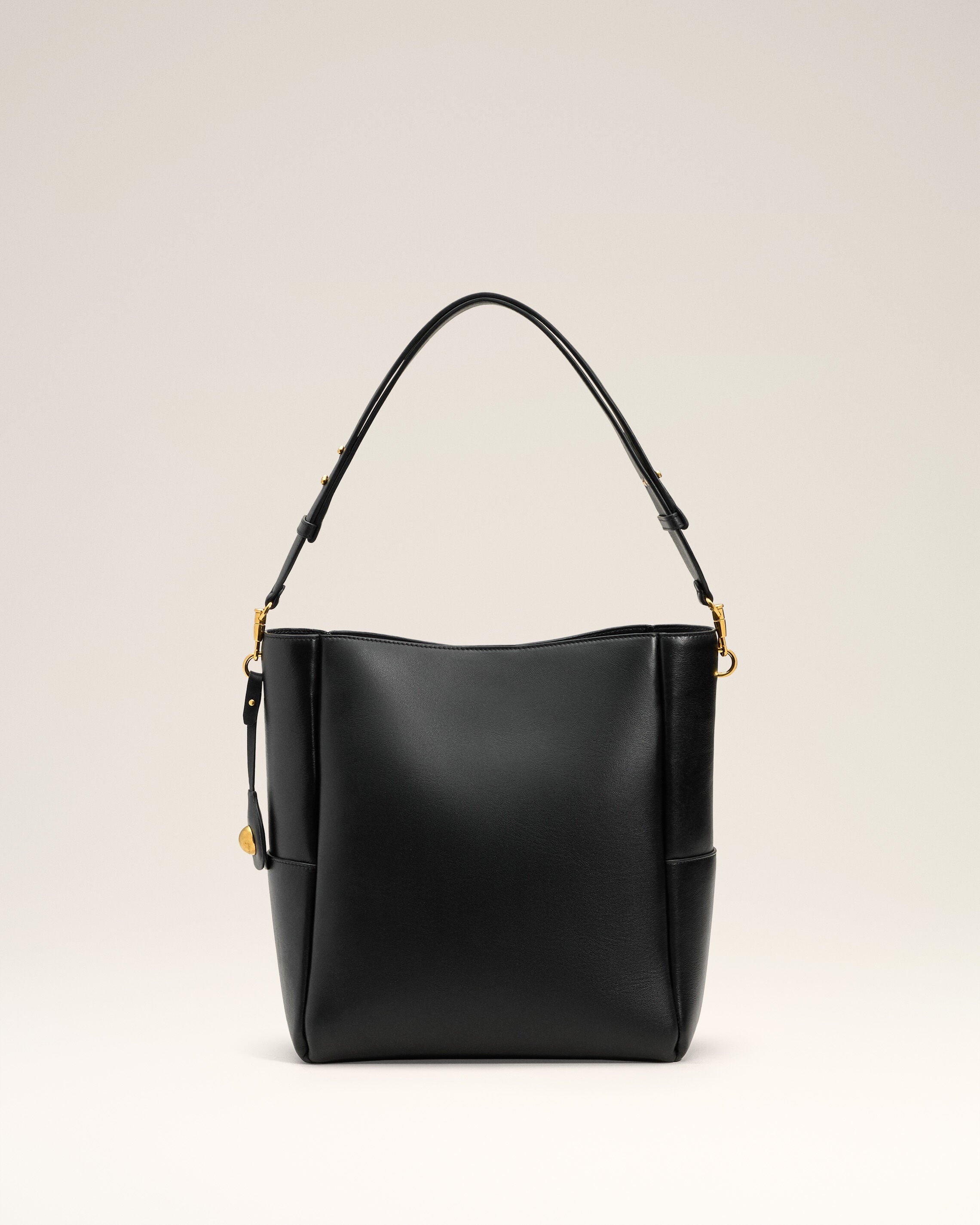 Black Smooth Leather Carrousel Bucket Bag - 1