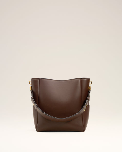 Brown Smooth Leather Carrousel Bucket Bag - 13 - Ami Paris