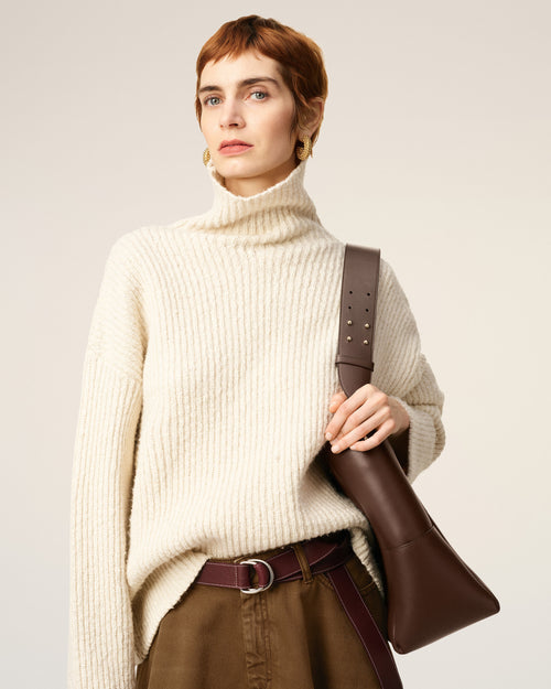 Sac Seau Marron Carrousel En Cuir Lisse - 4 - Ami Paris