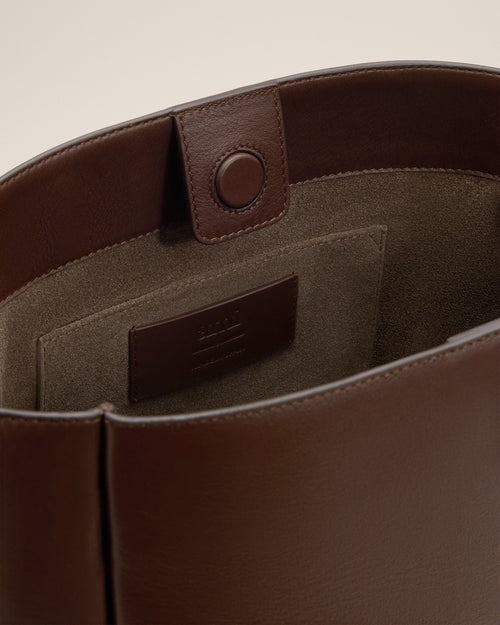 Brown Smooth Leather Carrousel Bucket Bag - 7 - Ami Paris