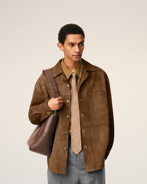 Sac Seau Marron Carrousel En Cuir Lisse - 2 - Ami Paris