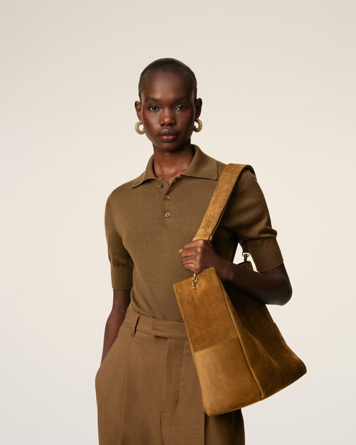                                     Brown Smooth Leather Carrousel Bucket Bag - 3                                 - Ami Paris