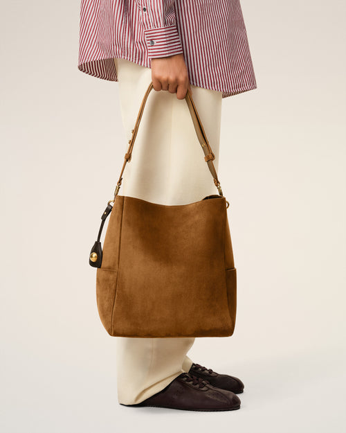 Brown Smooth Leather Carrousel Bucket Bag - 1 - Ami Paris