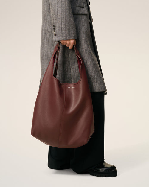 Burgundy Soft Leather Etienne Hobo Bag - 1 - Ami Paris