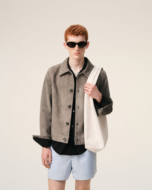 Sac Hobo Etienne Blanc en Cuir De Taurillon - 2 - Ami Paris