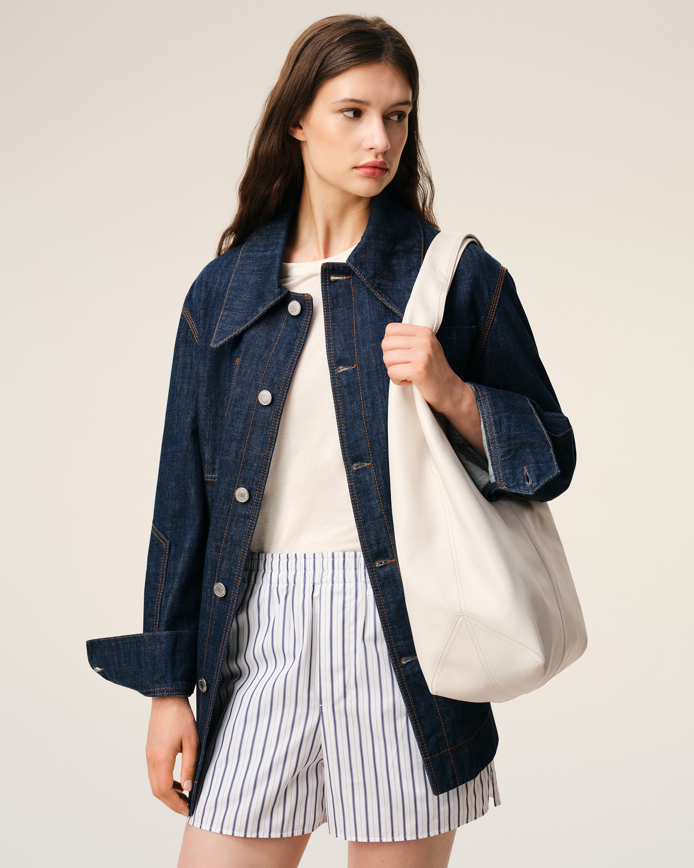 White Soft Leather Etienne Hobo Bag - 8