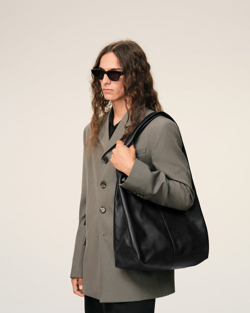 Black Taurillon Leather Etienne Hobo Bag - 1 - Ami Paris