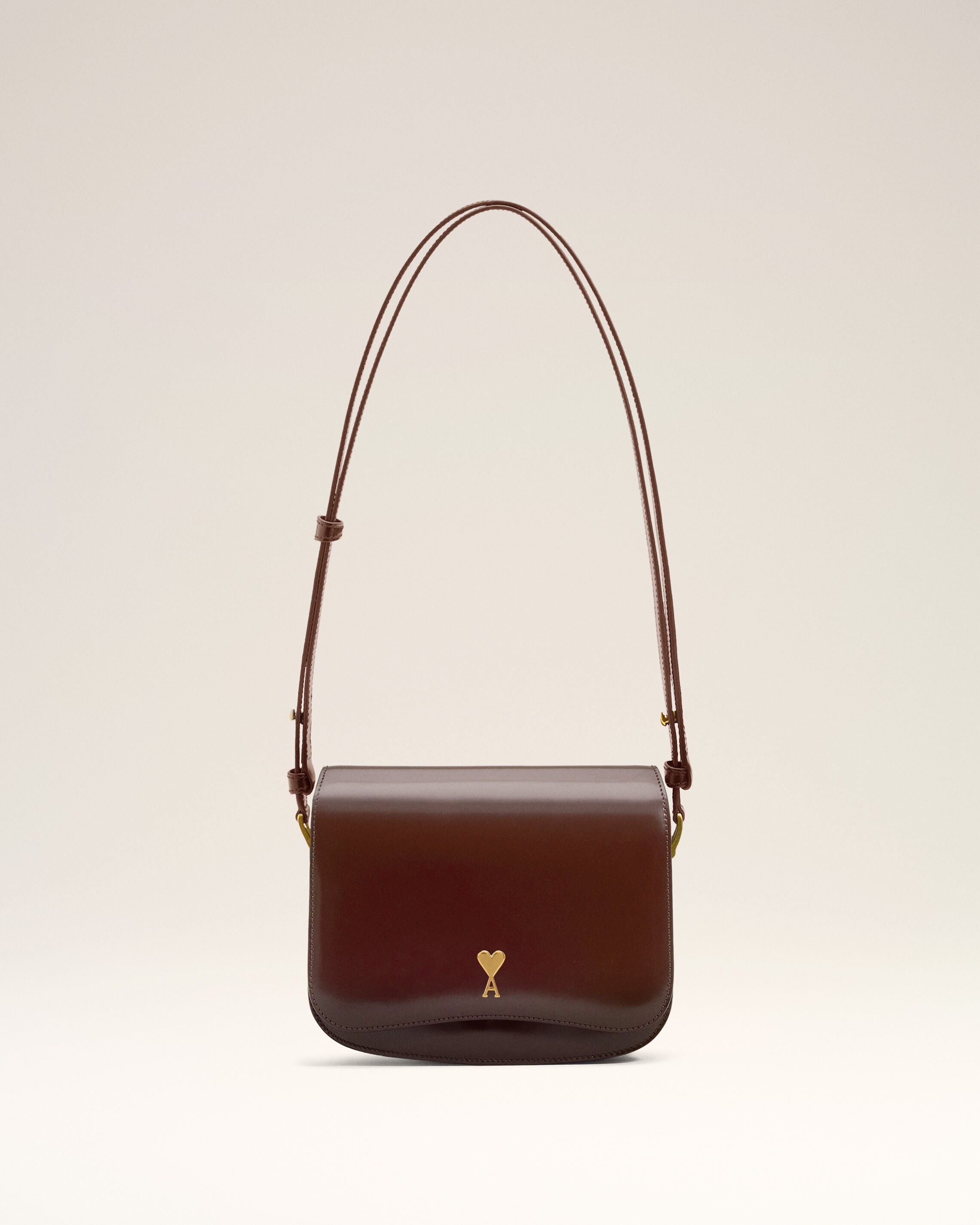 692- CHERRY Burgundy Glazed Leather Paris Paris Bag | AMI PARIS