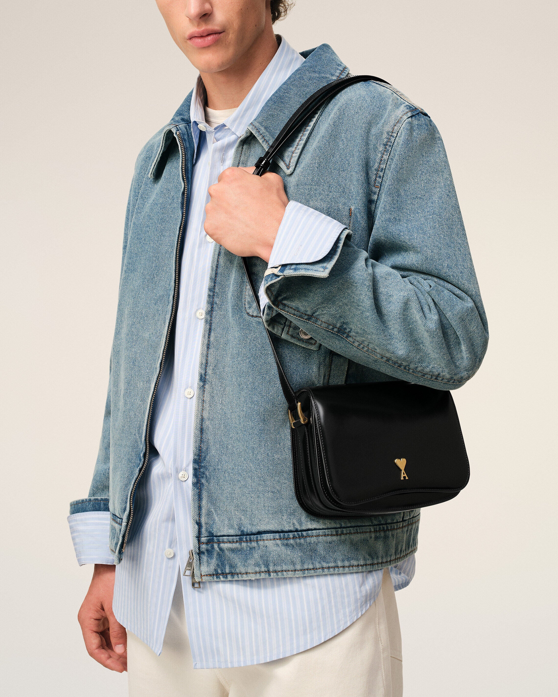 BLACK Black Glazed Leather Paris Paris Bag | AMI PARIS