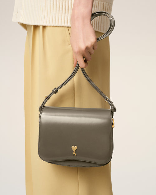 Grey Glazed Leather Paris Paris Bag - Woman - 6 - AMI Paris - Ami Paris