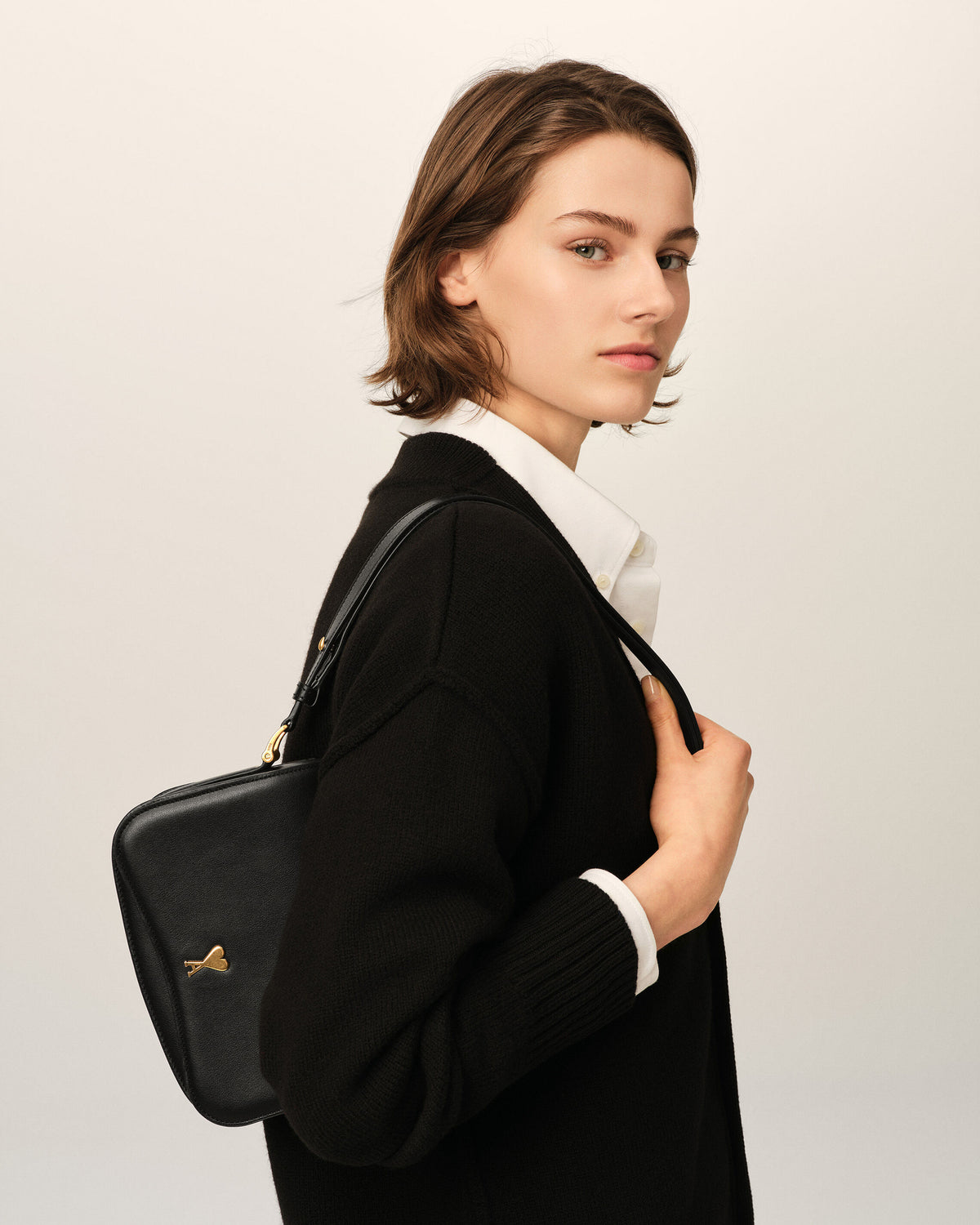 Black cowhide leather Paris Paris bag - 9