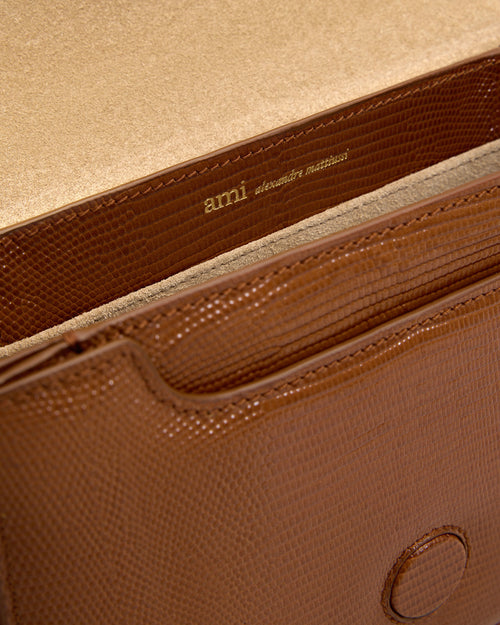 Brown lizard embossed cowhide leather Paris Paris bag - Man - 6 - AMI Paris - Ami Paris