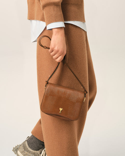 Brown lizard embossed cowhide leather Paris Paris bag - Man - 2 - AMI Paris - Ami Paris