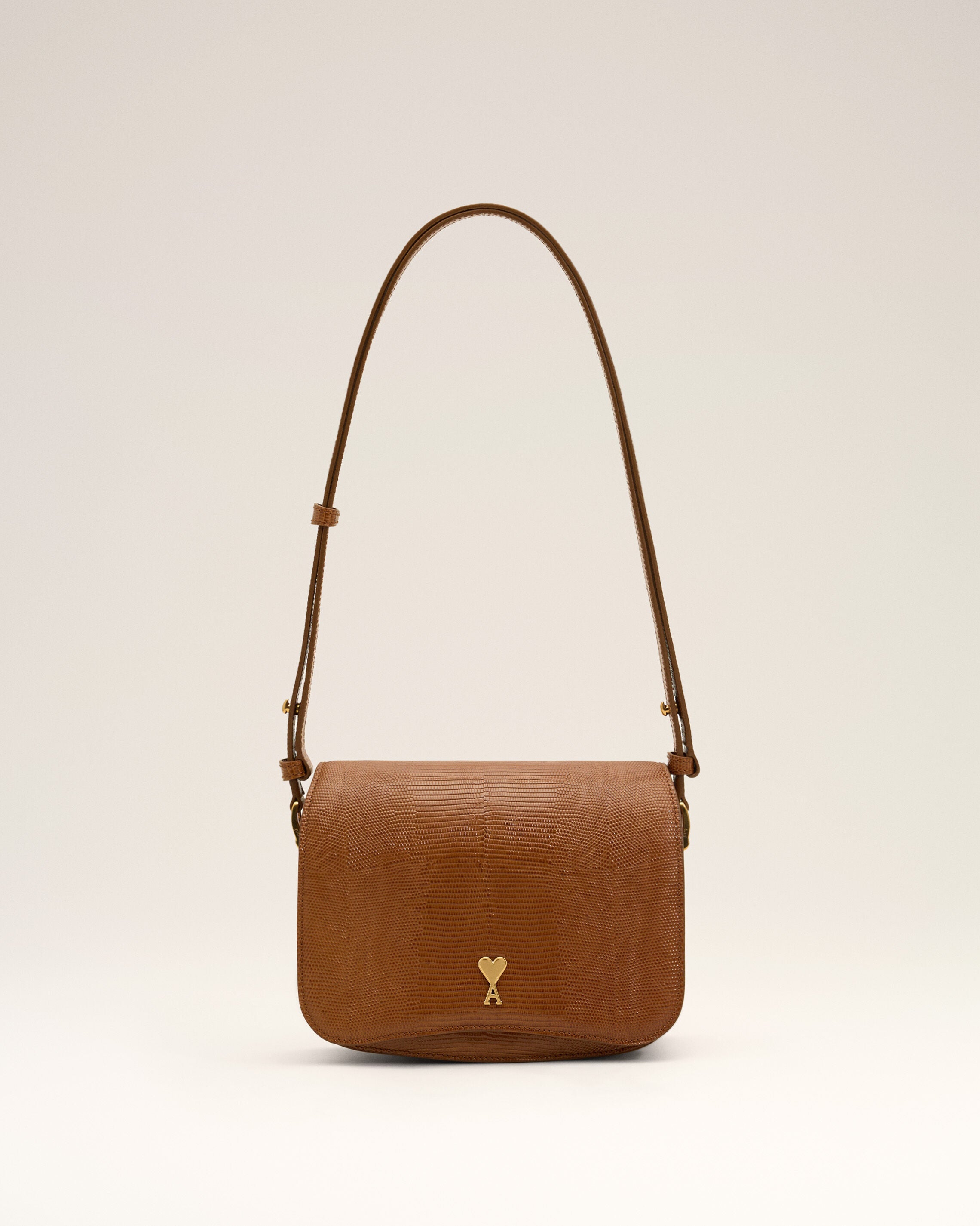 Brown lizard embossed cowhide leather Paris Paris bag - 1