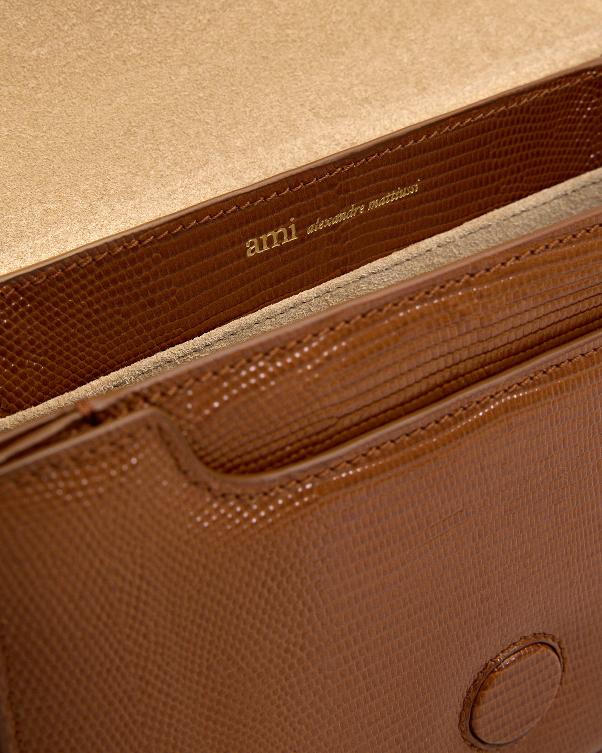 Brown lizard embossed cowhide leather Paris Paris bag - 12