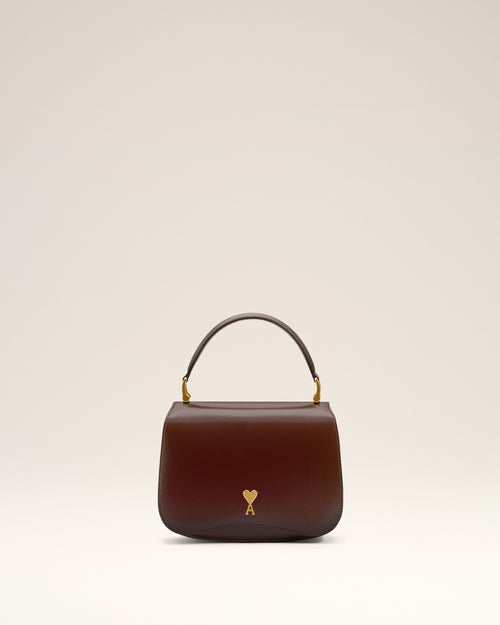 Burgundy Glazed Leather Handle Paris Paris Bag - CHERRY - Ami Paris