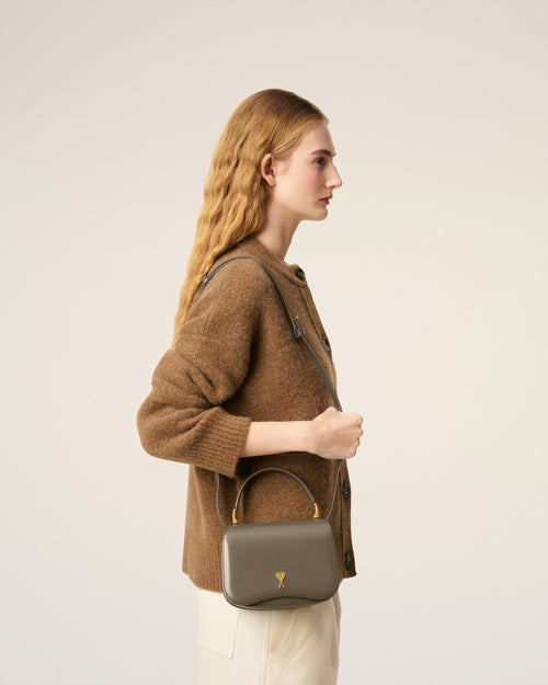 Grey Glazed Leather Top Handle Paris Paris Bag - Woman - 9 - AMI Paris - Ami Paris