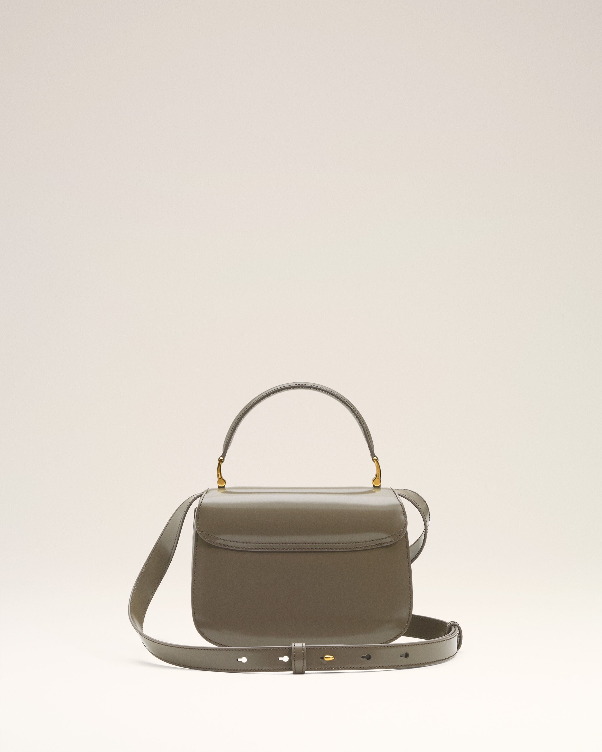 Grey Glazed Leather Top Handle Paris Paris Bag - 4