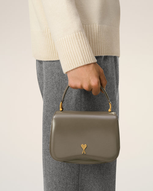 Grey Glazed Leather Top Handle Paris Paris Bag - 7 - Ami Paris