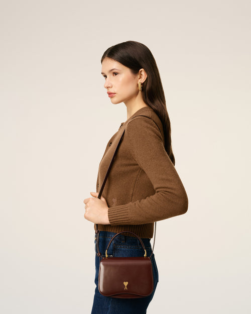                                     Burgundy Glazed Leather Handle Paris Paris Bag - 3                                 - Ami Paris