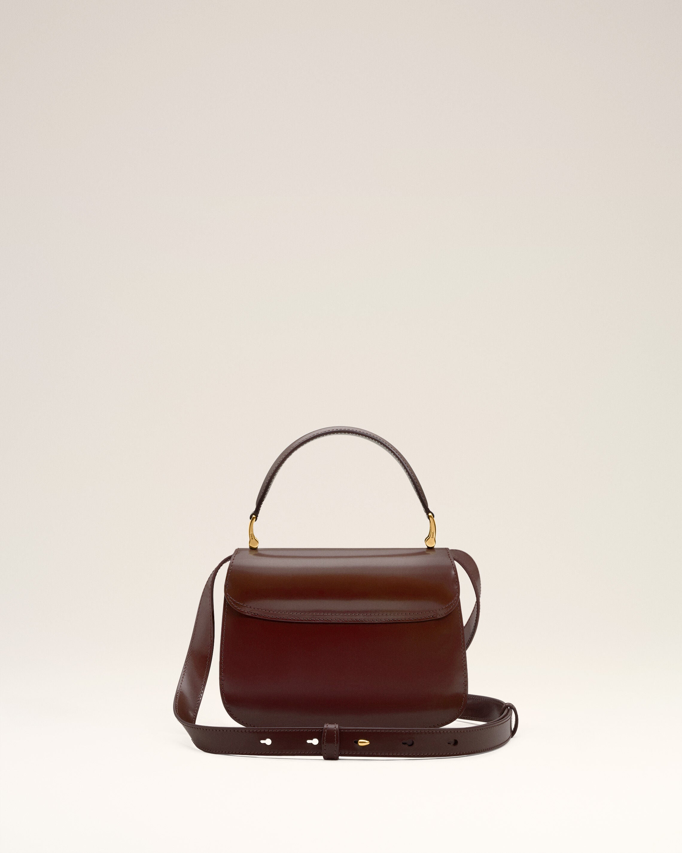 バーガンディ グレーズドレザー Paris Paris トップハンドルバッグ