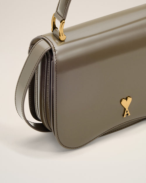 Grey Glazed Leather Top Handle Paris Paris Bag - 11 - Ami Paris