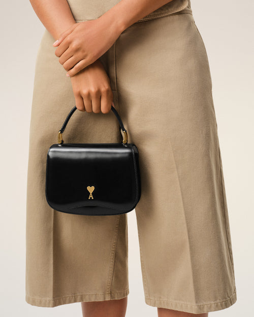 Bolso Paris Paris con asa superior de piel de vaca negra - Mujer - 9 - AMI Paris - Ami Paris