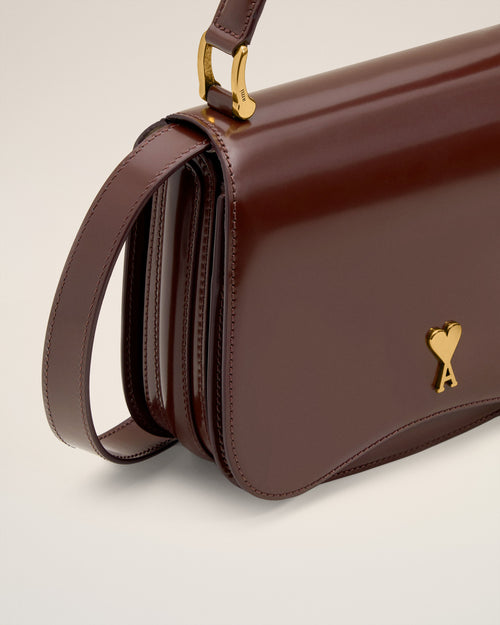 Burgundy Glazed Leather Handle Paris Paris Bag - Woman - 12 - AMI Paris - Ami Paris