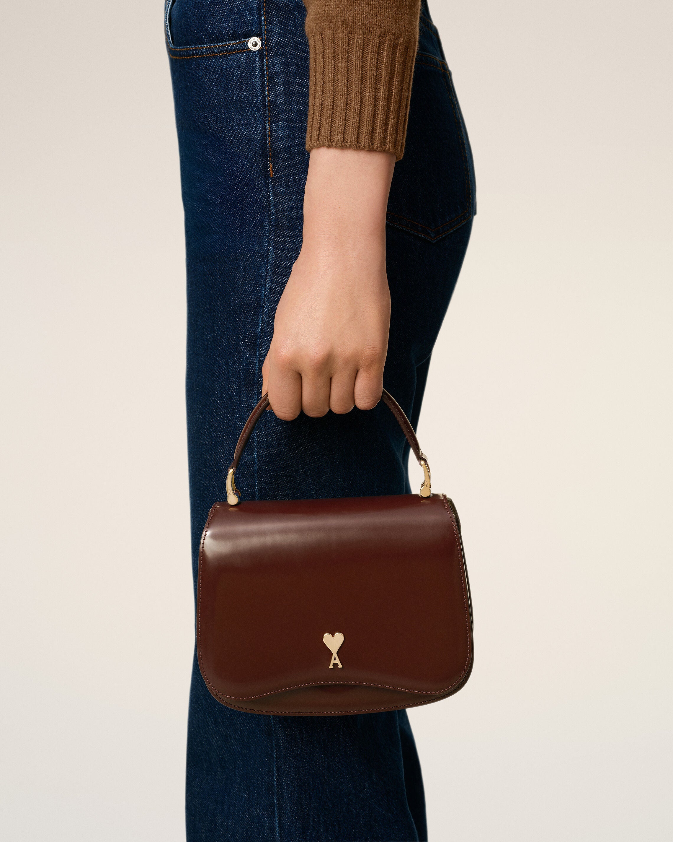 Burgundy Glazed Leather Handle Paris Paris Bag - 14
