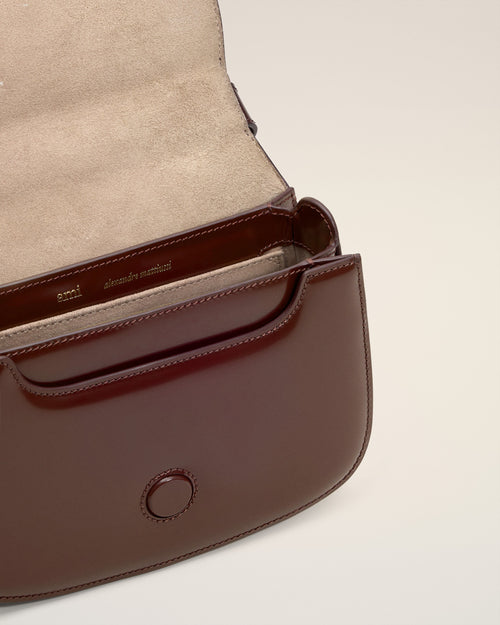 Burgundy Glazed Leather Handle Paris Paris Bag - 6 - Ami Paris