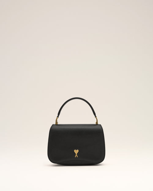 Black cowhide leather Paris Paris top handle bag - BLACK/VIBRATED BRASS - Ami Paris