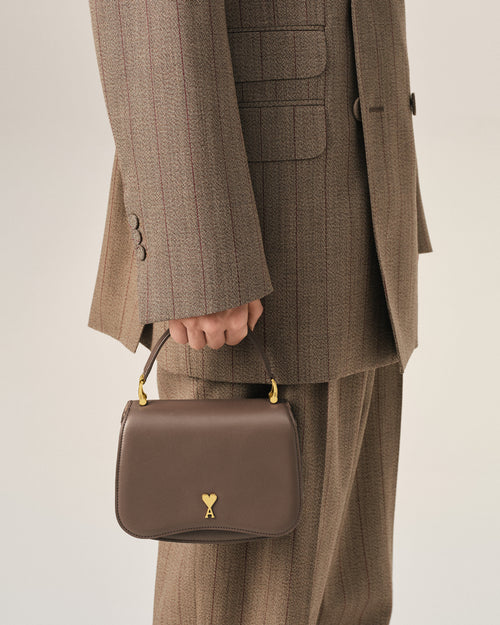 Bolso de mano Paris Paris de cuero marrón de vaca - Hombre - 7 - AMI Paris - Ami Paris