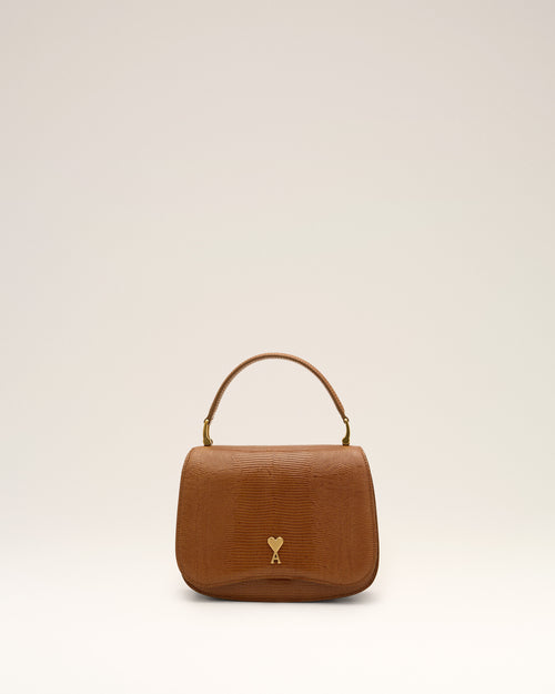 Bolso de mano Paris Paris de piel de vacuno marrón con grabado efecto lagarto - Hombre - 1 - AMI Paris - Ami Paris