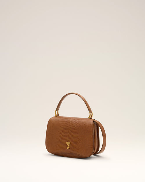 Bolso de mano Paris Paris de piel de vacuno marrón con grabado efecto lagarto - Mujer - 10 - AMI Paris - Ami Paris
