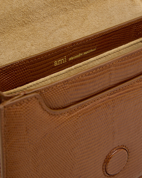 Bolso de mano Paris Paris de piel de vacuno marrón con grabado efecto lagarto - Hombre - 6 - AMI Paris - Ami Paris