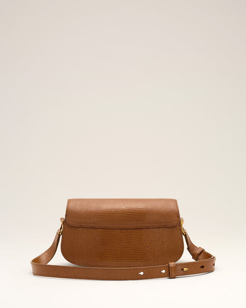 Bolso de hombro Paris Paris de piel de vacuno marrón con grabado efecto lagarto - Mujer - 10 - AMI Paris - Ami Paris