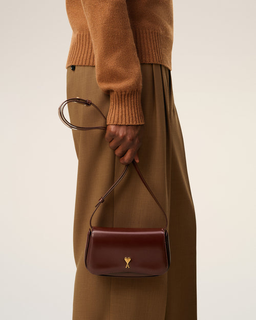 Burgundy Glazed Leather Small Crossbody Paris Paris Bag - 2 - Ami Paris