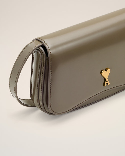 Grey Glazed Leather Small Crossbody Paris Paris Bag - 11 - Ami Paris