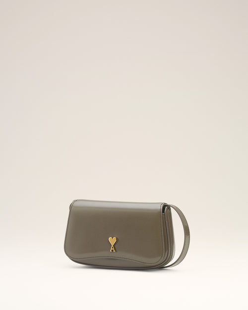 Grey Glazed Leather Small Crossbody Paris Paris Bag - 9 - Ami Paris