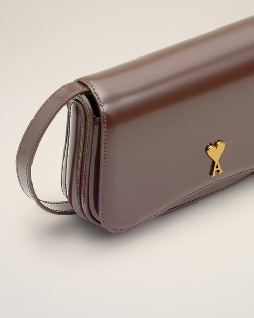 Burgundy Glazed Leather Small Crossbody Paris Paris Bag - 11 - Ami Paris